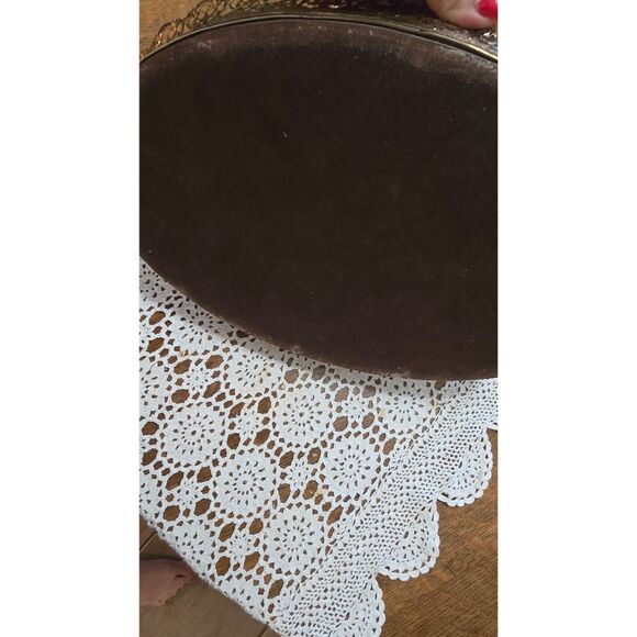 VTG Hollywood Regency Oval Filigree Mirror Vanity Tray 6.5 x 11./4" Gold - Picture 6 of 6